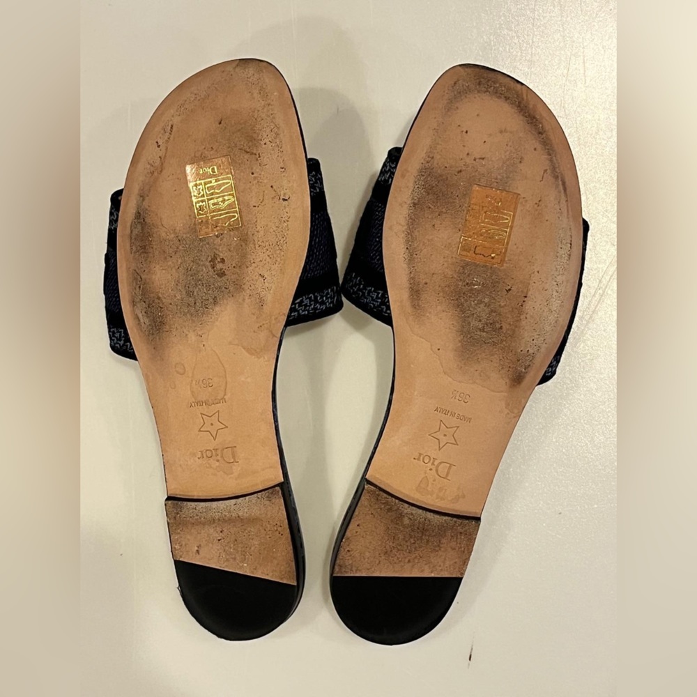 Dior DWay Blue and Black Slide Sandals - Picture 9 of 9